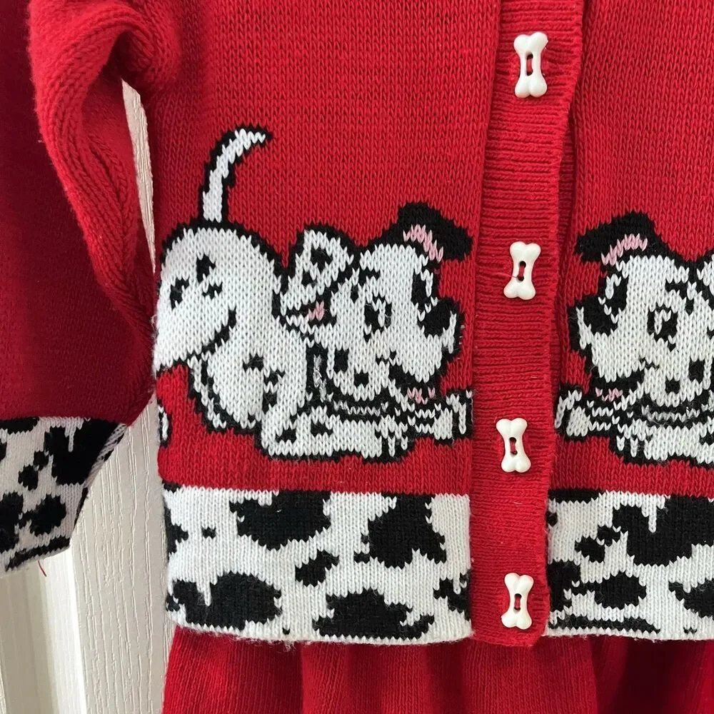 Vintage Disney 101 Dalmatians Sweater Cardigan and Skirt 2-Pc Set USA Girls